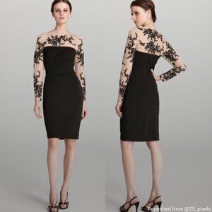 David Meister Illusion Lace Cocktail Dress Sz 14